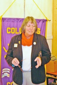Lion Debbie Hicks, 2nd Vice-District Governor, speaks to Columbus Lions. 