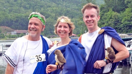 “Raptors Toga 5k and Fun Run” on Saturday, May 17 at 9 a.m. at Morse Park in Lake Lure, N.C. will benefit the Lake Lure Community Education Foundation. (photo submitted by Scarlette Bennett Tapp)