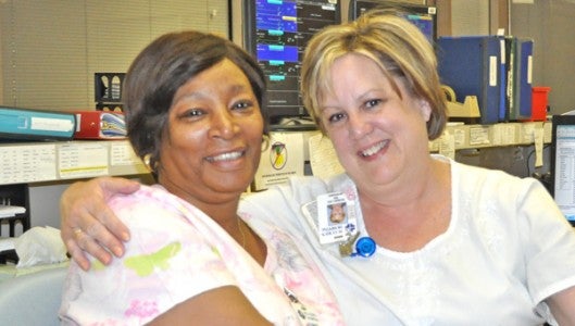 Doris Switzer and Robin Lee in St. Luke’s Intensive Care Unit