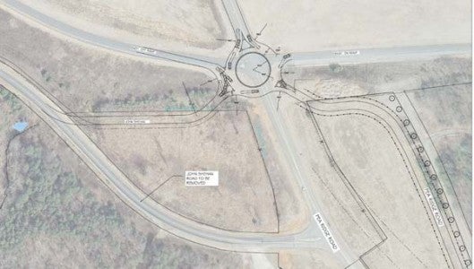 Pictured are plans for the reconfiguration of the Pea Ridge Road exit off U.S. 74. Tryon International Equestrian Center has requested available funding from the state to help with the estimated $1.1 million project. (submitted by Polk County government) 