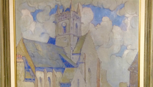 "Church in Brittany," by Homer Ellertson, 1914, oil on canvas from his time in Paris.