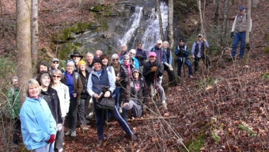 The group of PAC hikers at the March 4 hike at Camp Old Indian included Dan Easley, April Field, Lois Torlina, Don Dicey, Liz Dicey, Pat Strother, Jade Blakey, Linda Greensfelder, Edith Cahoon, Mary Savard, Margaret Burke, Ann Bridges, Juanita Bruce, Stephen King, Tammy Coleman, Bill Coleman, Barb Ketcham, Sandra Fuetz, Chuck Fuetz, Linda Katte, Roger Dehnel, Mary Jo Kellogg, Vince Castello, Edith Castello, and Bill Blaesing. (Photo by Pam Torlina)