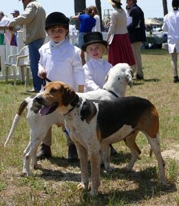 Sophie Martin with Low Country Lashes, and Carolina Foster with Green Creek Nice competed and won in the Junior Handler Class, 6 years and under.  This was the Carolina Hound show in Camden, SC.